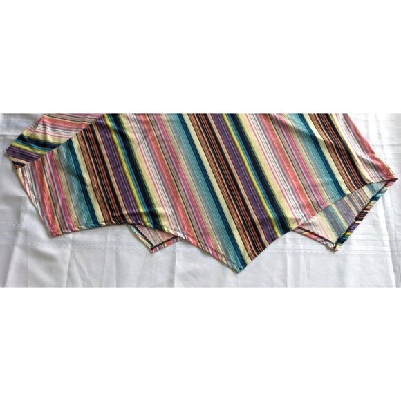 Vintage Y2K JOHNPAULRICHARD Patchwork Asymmetrical Striped Midi Dress Size 16/XL - Picture 7 of 7